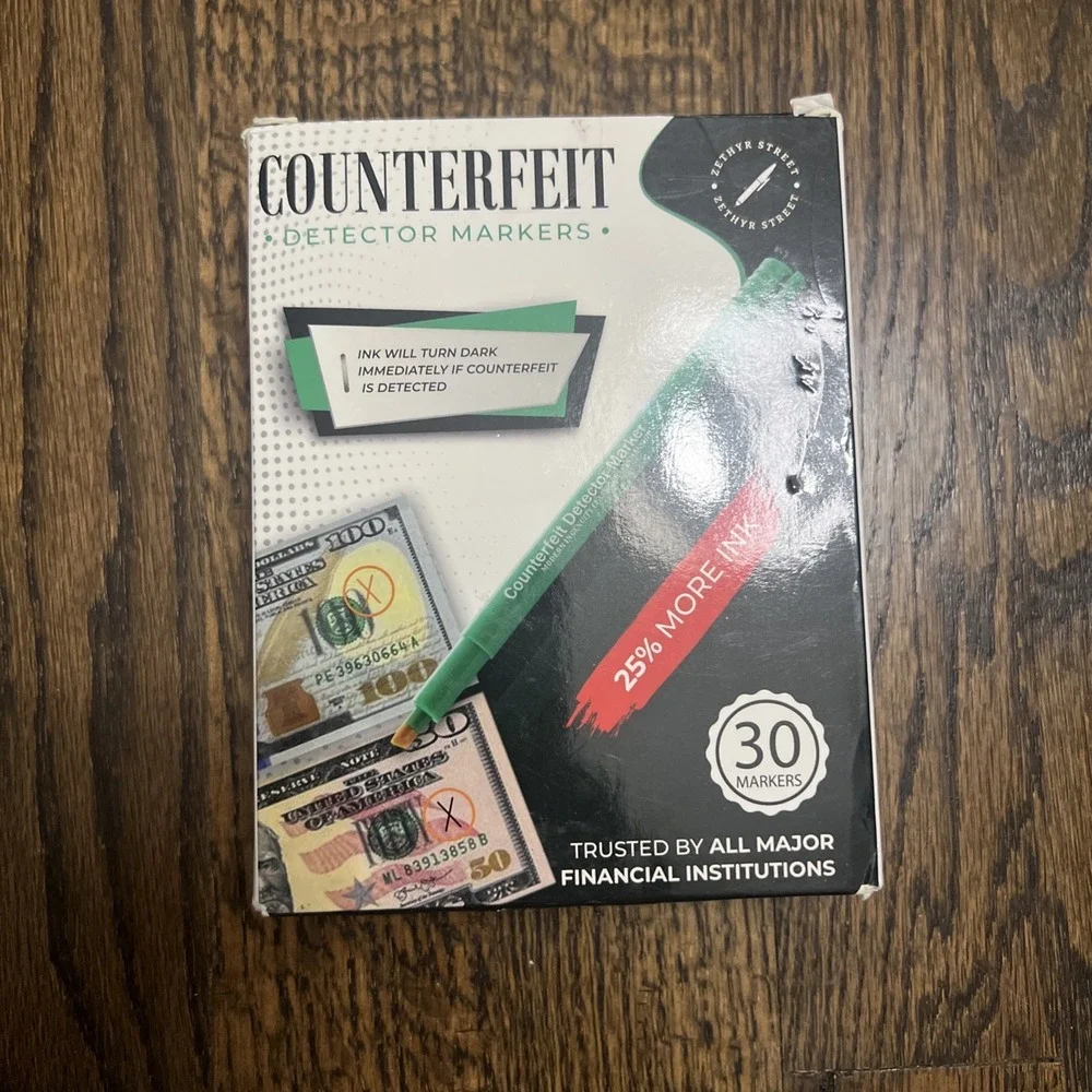Smart Money Counterfeit Bill Detector Pen 30 Count Box New Markers